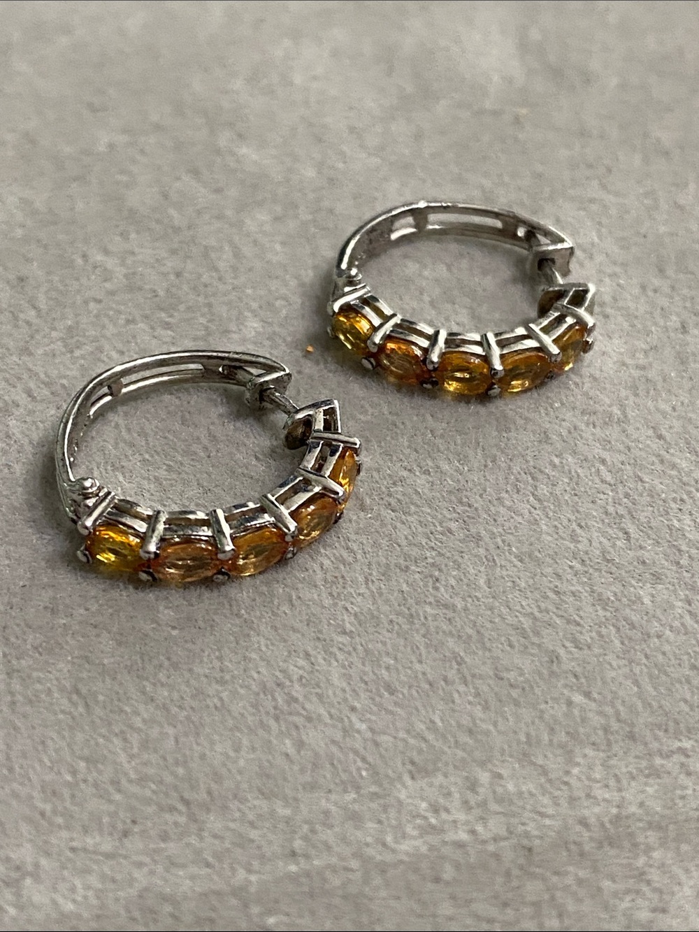 Sterling Silver Citrine Hoops